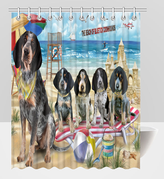 Pet Friendly Beach Bluetick Coonhound Dogs Shower Curtain