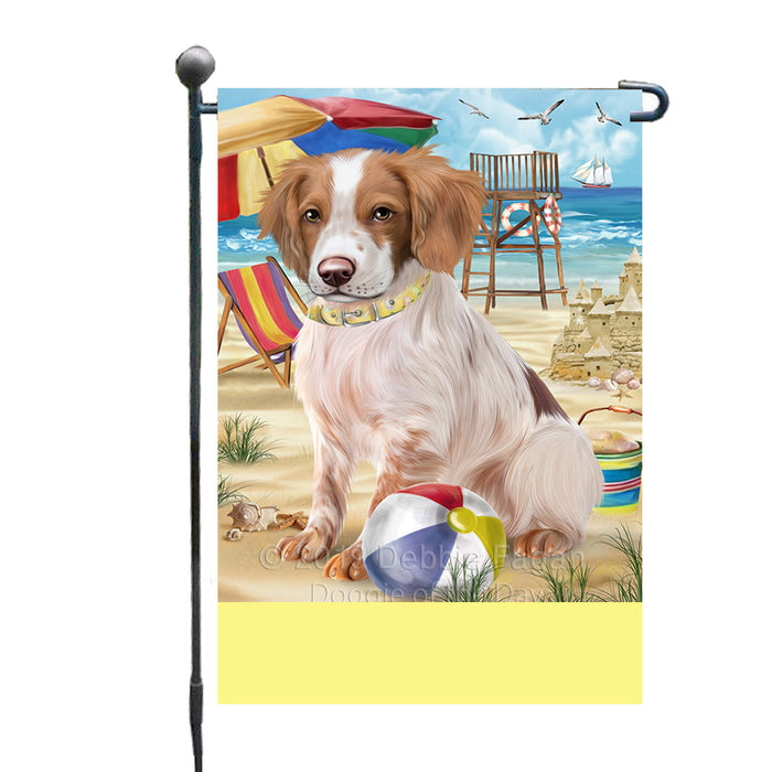 Personalized Pet Friendly Beach Brittany Spaniel Dog Custom Garden Flags GFLG-DOTD-A58277