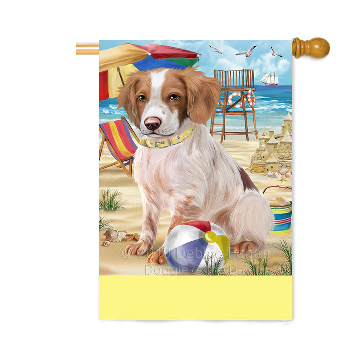 Personalized Pet Friendly Beach Brittany Spaniel Dog Custom House Flag FLG-DOTD-A58333