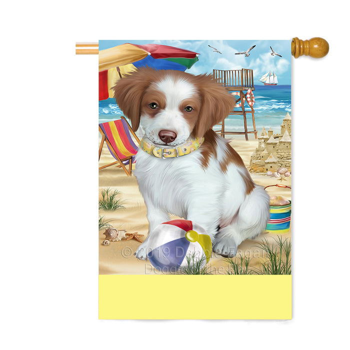 Personalized Pet Friendly Beach Brittany Spaniel Dog Custom House Flag FLG-DOTD-A58334