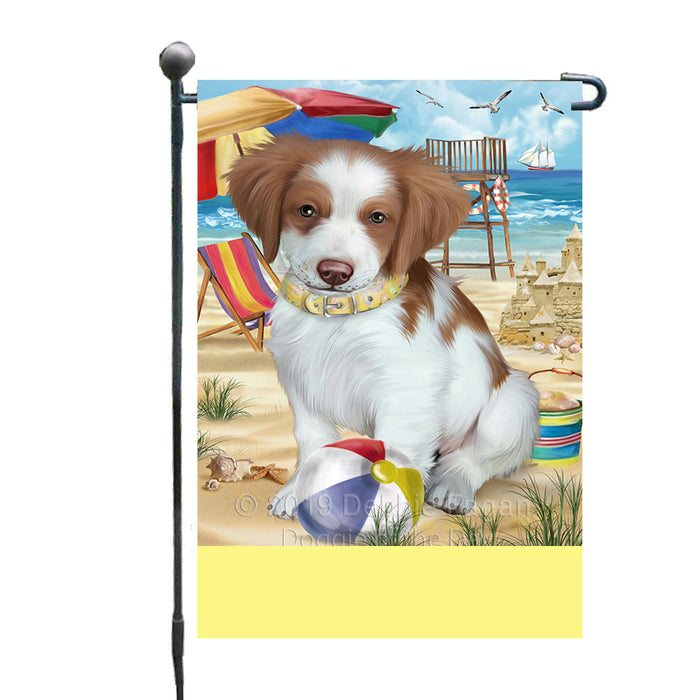 Personalized Pet Friendly Beach Brittany Spaniel Dog Custom Garden Flags GFLG-DOTD-A58278