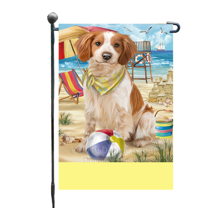 Personalized Pet Friendly Beach Brittany Spaniel Dog Custom Garden Flags GFLG-DOTD-A58279