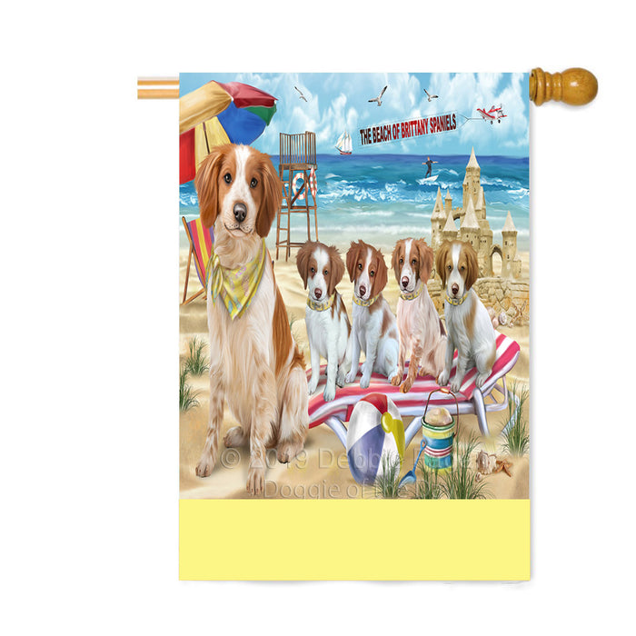 Personalized Pet Friendly Beach Brittany Spaniel Dogs Custom House Flag FLG-DOTD-A58332