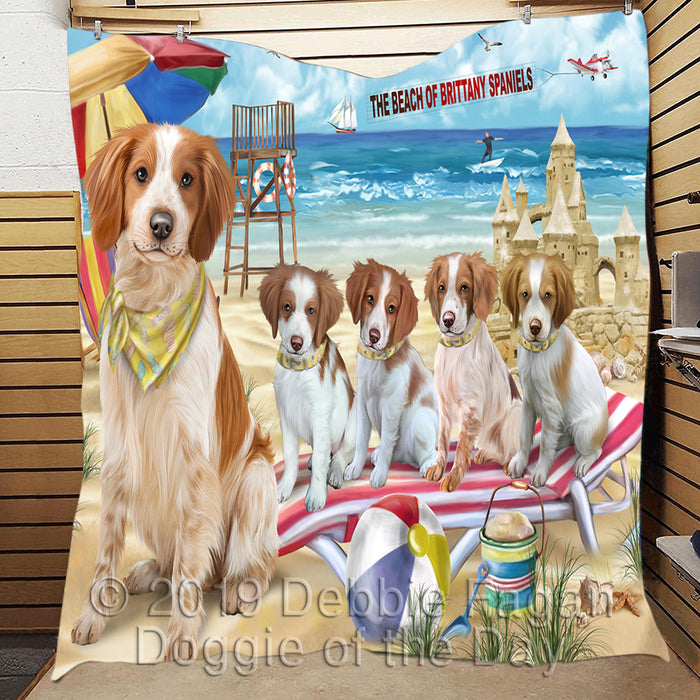Pet Friendly Beach Brittany Spaniel Dogs Quilt