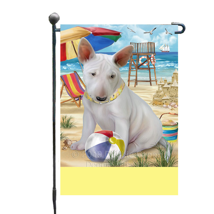 Personalized Pet Friendly Beach Bull Terrier Dog Custom Garden Flags GFLG-DOTD-A58281