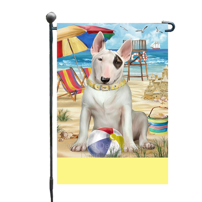 Personalized Pet Friendly Beach Bull Terrier Dog Custom Garden Flags GFLG-DOTD-A58284