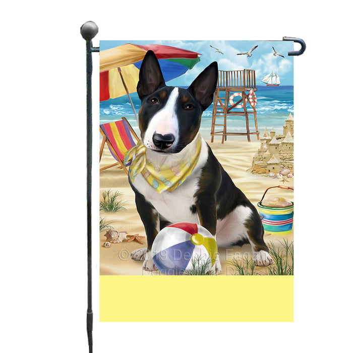 Personalized Pet Friendly Beach Bull Terrier Dog Custom Garden Flags GFLG-DOTD-A58285