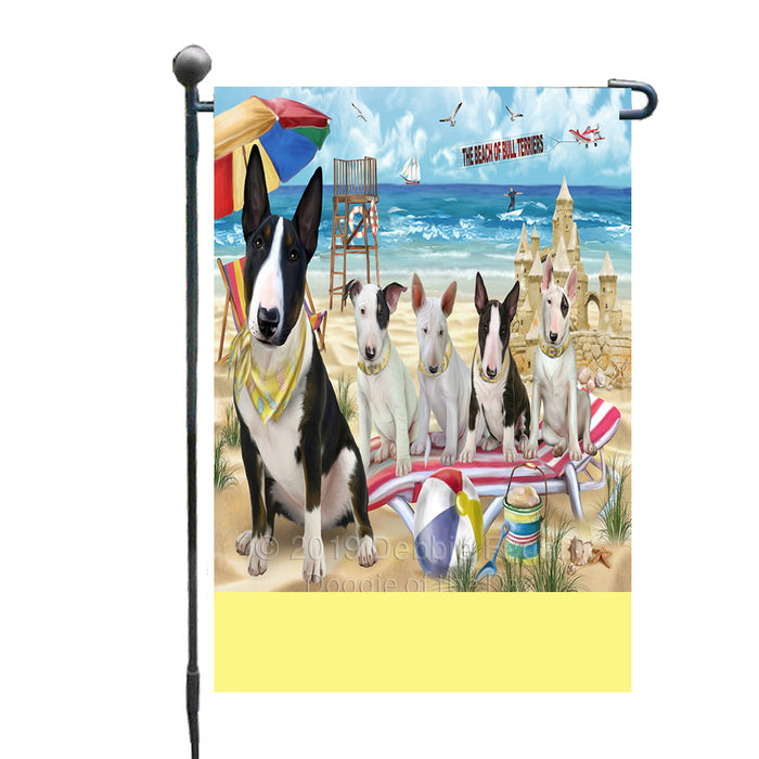Personalized Pet Friendly Beach Bull Terrier Dogs Custom Garden Flags GFLG-DOTD-A58280