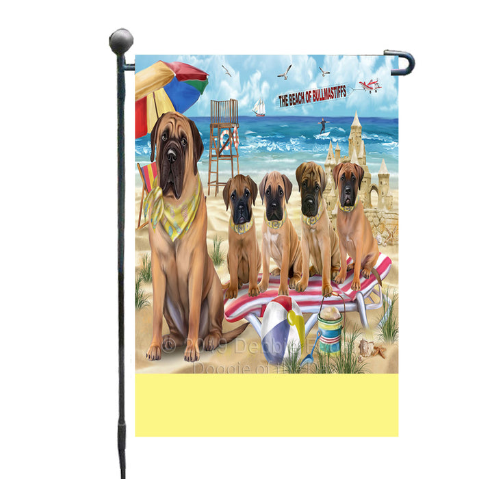 Personalized Pet Friendly Beach Bullmastiff Dogs Custom Garden Flags GFLG-DOTD-A58291