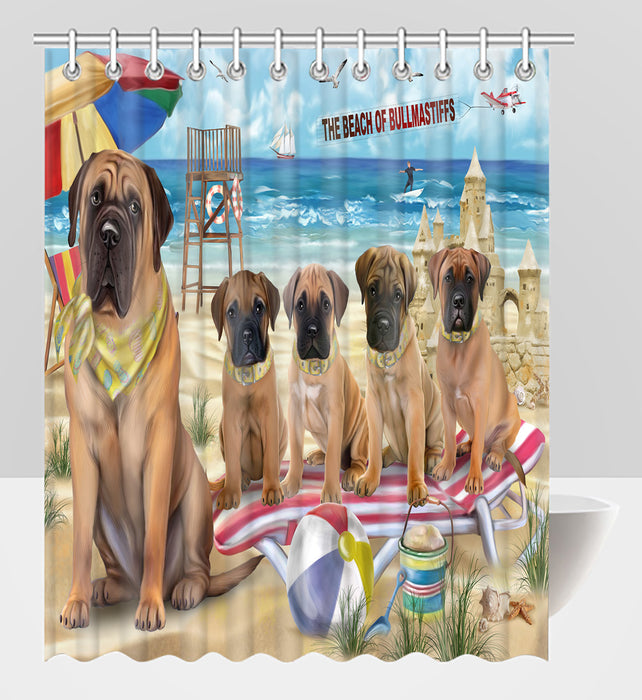 Pet Friendly Beach Bullmastiff Dogs Shower Curtain