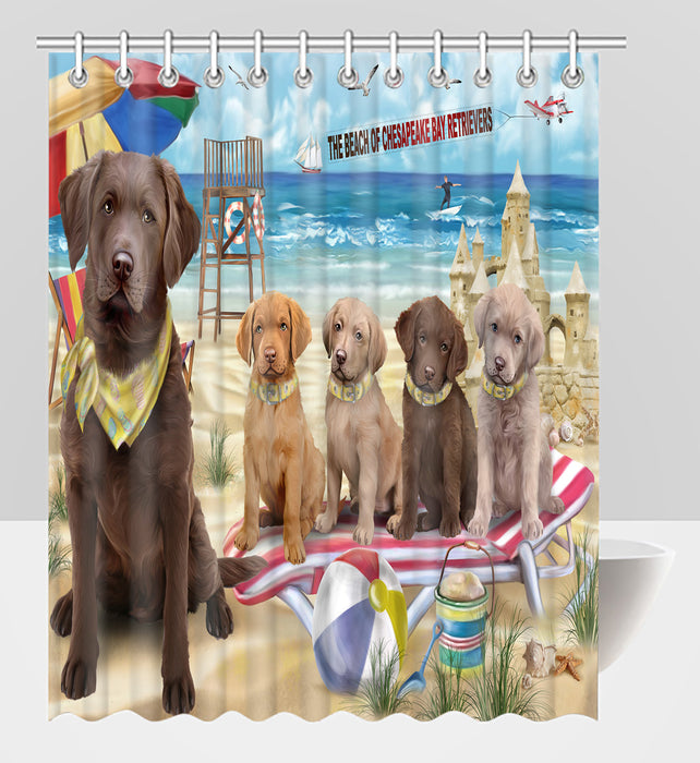 Pet Friendly Beach Chesapeake Bay Retriever Dogs Shower Curtain