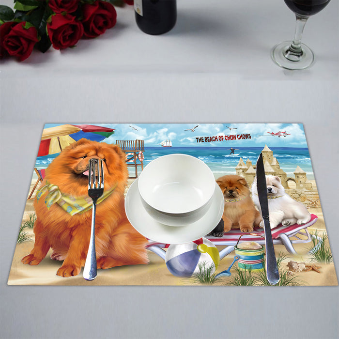 Pet Friendly Beach Chow Chow Dogs Placemat