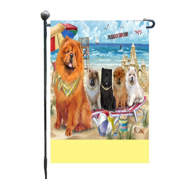 Personalized Pet Friendly Beach Chow Chow Dogs Custom Garden Flags GFLG-DOTD-A58305