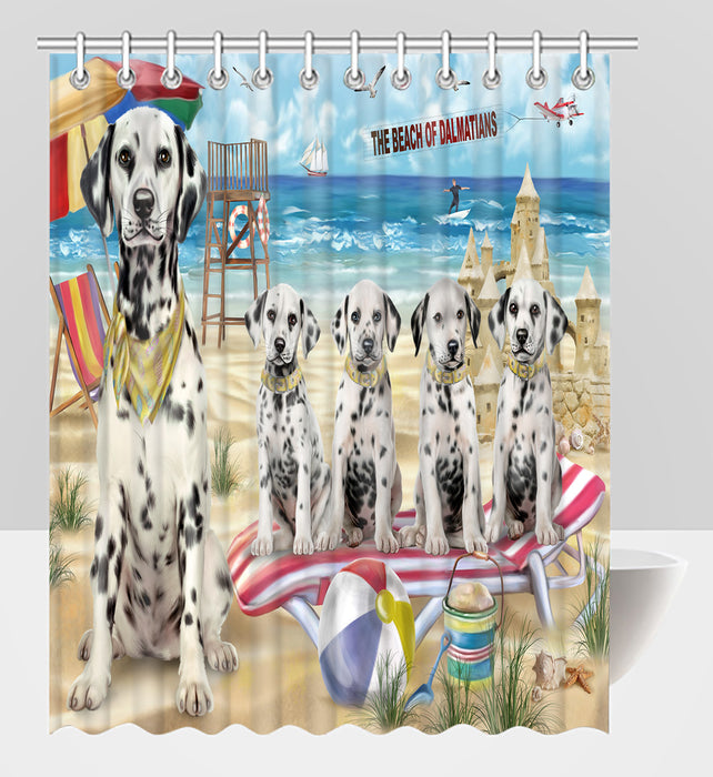 Pet Friendly Beach Dalmatian Dogs Shower Curtain