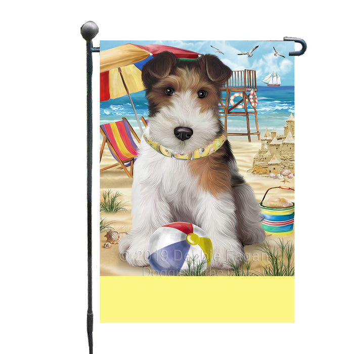 Personalized Pet Friendly Beach Fox Terrier Dog Custom Garden Flags GFLG-DOTD-A58321