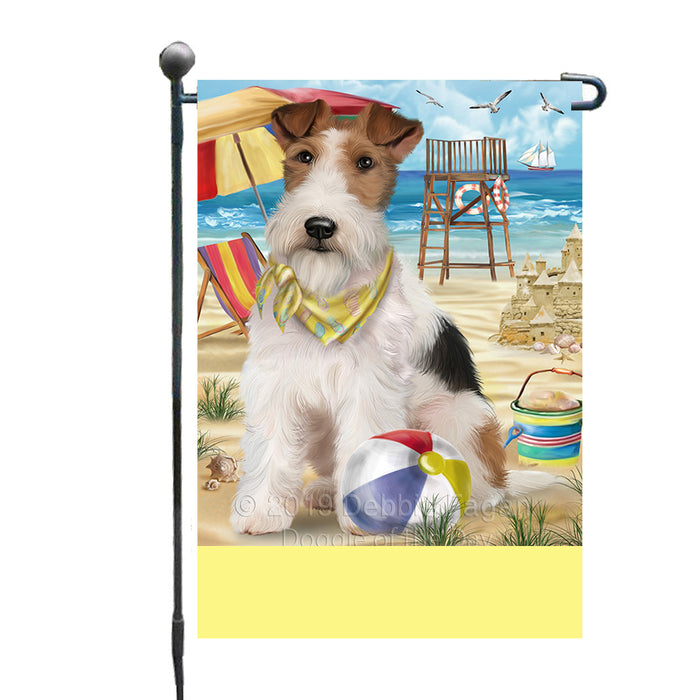 Personalized Pet Friendly Beach Fox Terrier Dog Custom Garden Flags GFLG-DOTD-A58322