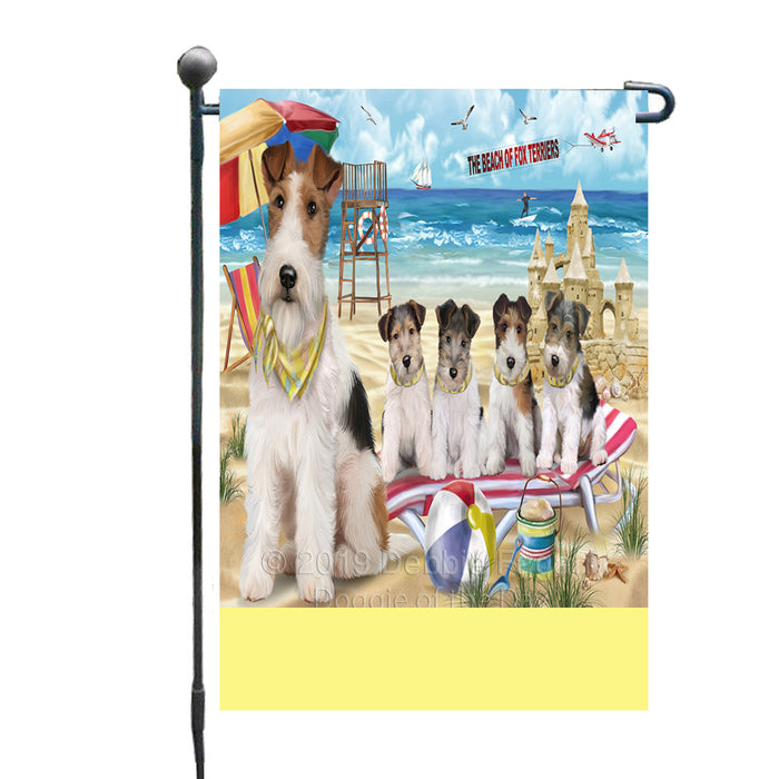 Personalized Pet Friendly Beach Fox Terrier Dogs Custom Garden Flags GFLG-DOTD-A58320