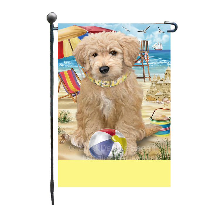 Personalized Pet Friendly Beach Goldendoodle Dog Custom Garden Flags GFLG-DOTD-A58325