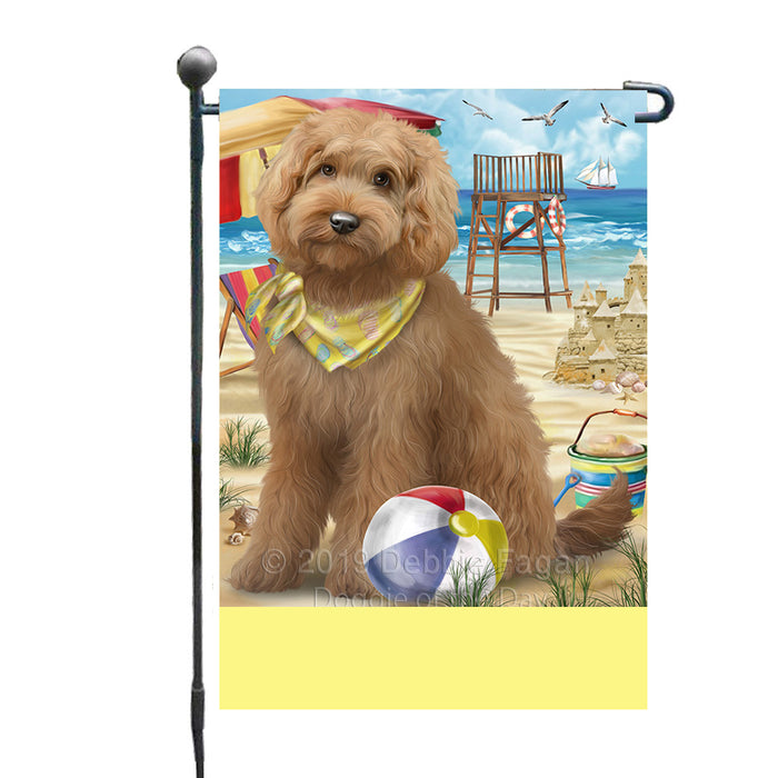 Personalized Pet Friendly Beach Goldendoodle Dog Custom Garden Flags GFLG-DOTD-A58326
