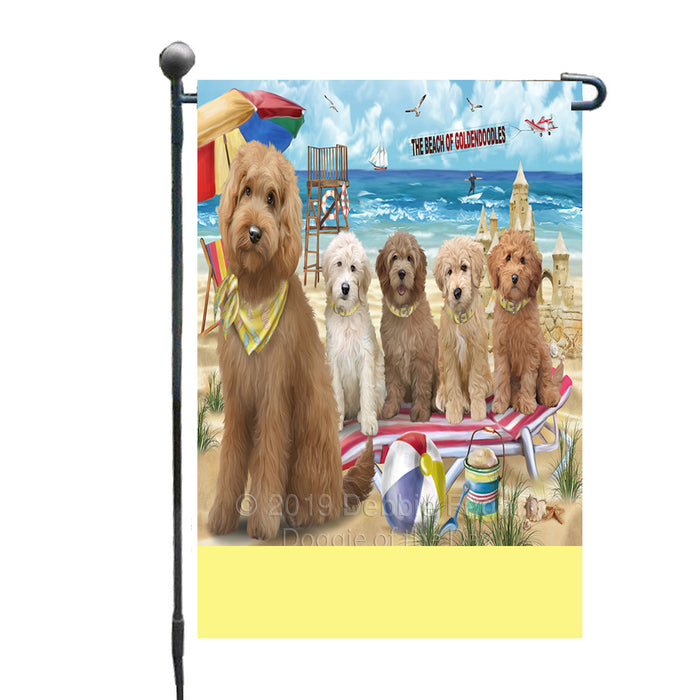Personalized Pet Friendly Beach Goldendoodle Dogs Custom Garden Flags GFLG-DOTD-A58323