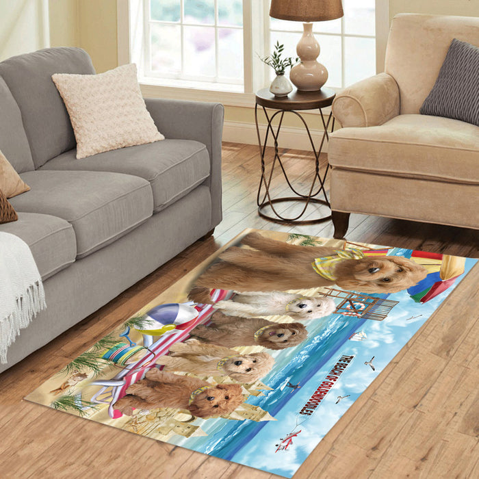 Pet Friendly Beach Goldendoodle Dogs Area Rug