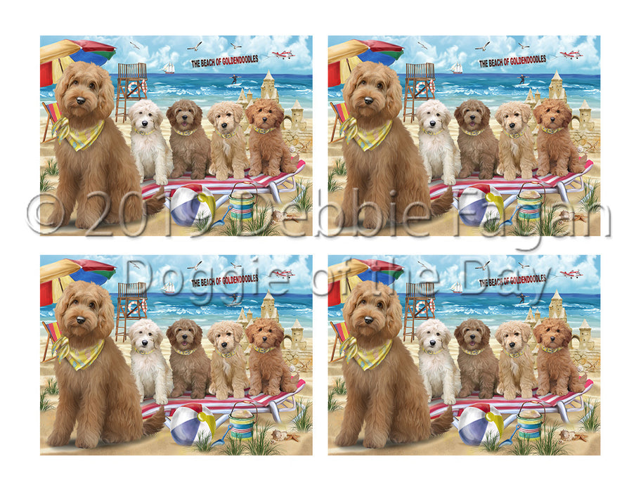 Pet Friendly Beach Goldendoodle Dogs Placemat
