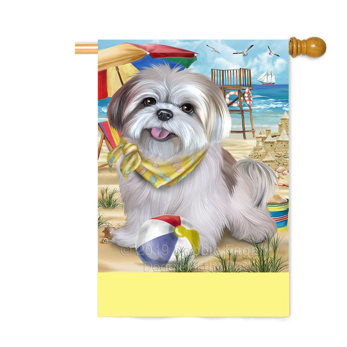 Personalized Pet Friendly Beach Lhasa Apso Dog Custom House Flag FLG-DOTD-A58398