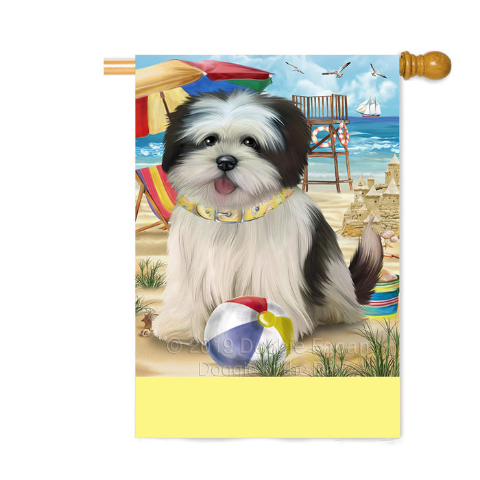 Personalized Pet Friendly Beach Lhasa Apso Dog Custom House Flag FLG-DOTD-A58399