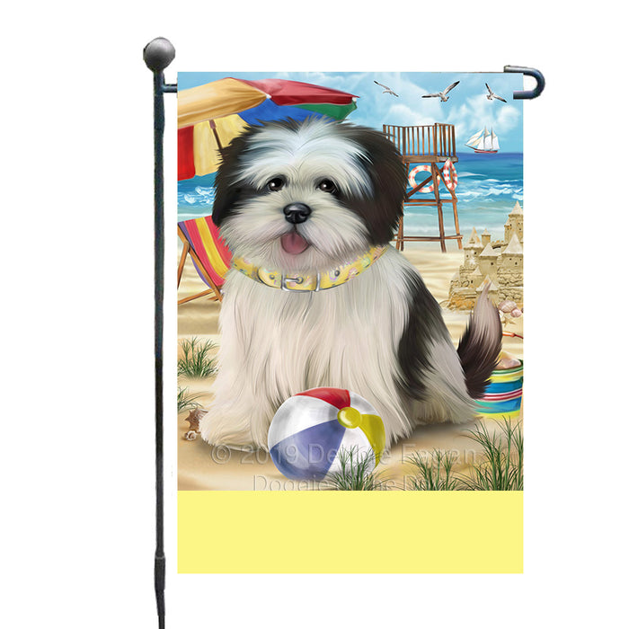 Personalized Pet Friendly Beach Lhasa Apso Dog Custom Garden Flags GFLG-DOTD-A58343