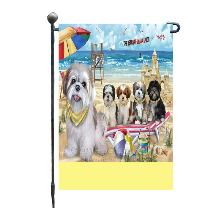 Personalized Pet Friendly Beach Lhasa Apso Dogs Custom Garden Flags GFLG-DOTD-A58341