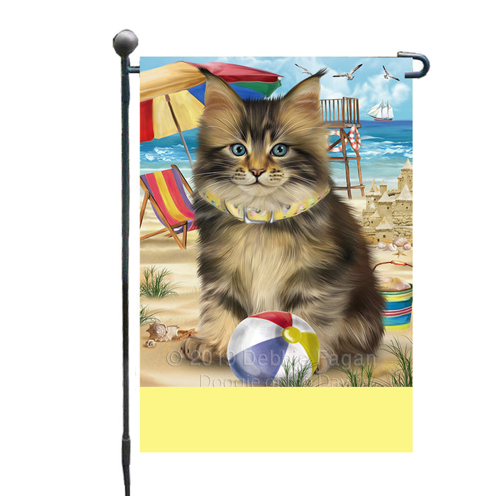 Personalized Pet Friendly Beach Maine Coon Cat Custom Garden Flags GFLG-DOTD-A58347