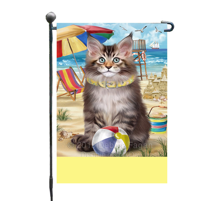 Personalized Pet Friendly Beach Maine Coon Cat Custom Garden Flags GFLG-DOTD-A58348