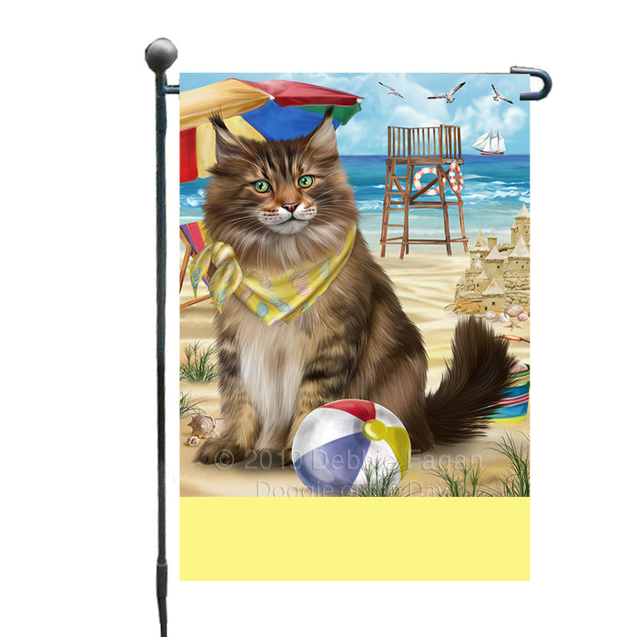 Personalized Pet Friendly Beach Maine Coon Cat Custom Garden Flags GFLG-DOTD-A58349