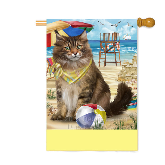 Personalized Pet Friendly Beach Maine Coon Cat Custom House Flag FLG-DOTD-A58405
