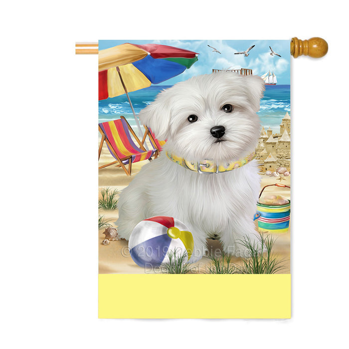 Personalized Pet Friendly Beach Maltese Dog Custom House Flag FLG-DOTD-A58407