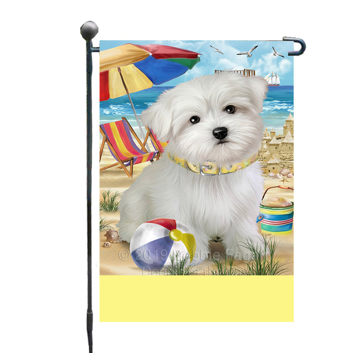 Personalized Pet Friendly Beach Maltese Dog Custom Garden Flags GFLG-DOTD-A58351