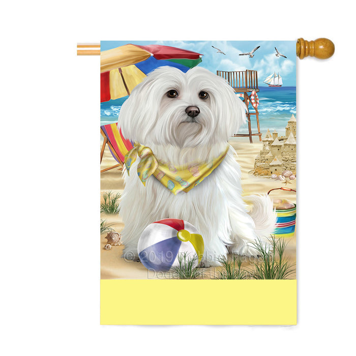 Personalized Pet Friendly Beach Maltese Dog Custom House Flag FLG-DOTD-A58408