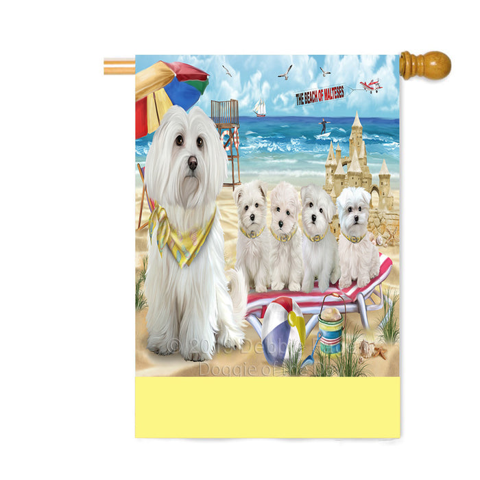 Personalized Pet Friendly Beach Maltese Dogs Custom House Flag FLG-DOTD-A58406