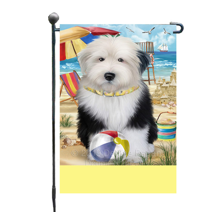 Personalized Pet Friendly Beach Old English Sheepdog Custom Garden Flags GFLG-DOTD-A58354