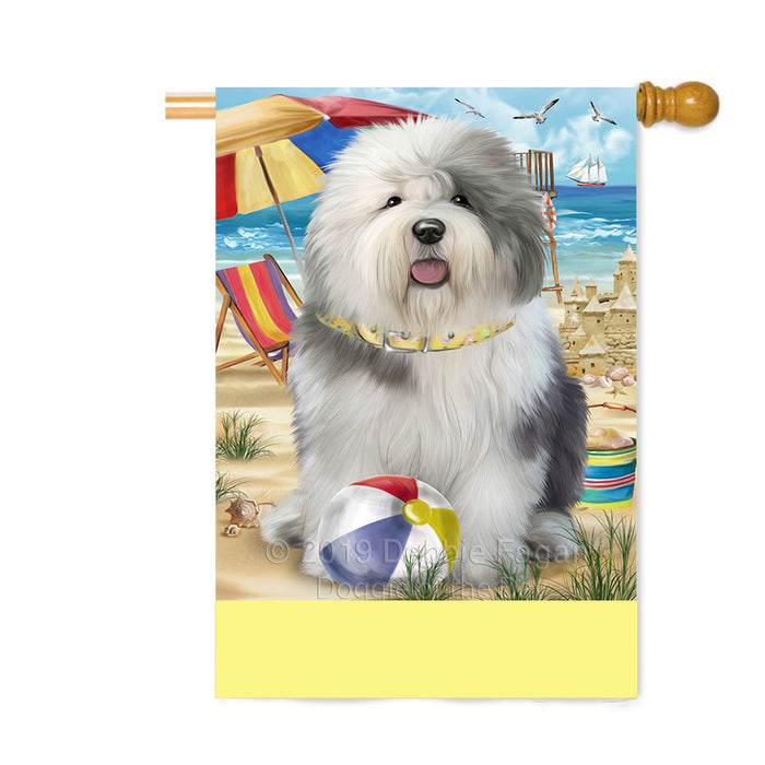 Personalized Pet Friendly Beach Old English Sheepdog Custom House Flag FLG-DOTD-A58411
