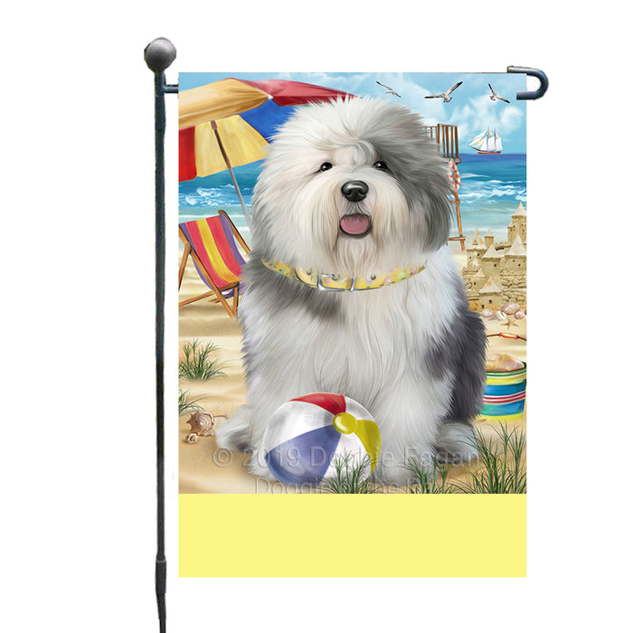 Personalized Pet Friendly Beach Old English Sheepdog Custom Garden Flags GFLG-DOTD-A58355