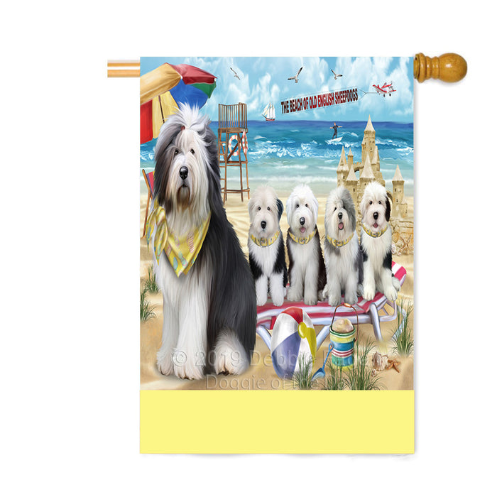 Personalized Pet Friendly Beach Old English Sheepdogs Custom House Flag FLG-DOTD-A58409