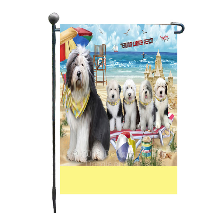 Personalized Pet Friendly Beach Old English Sheepdogs Custom Garden Flags GFLG-DOTD-A58353