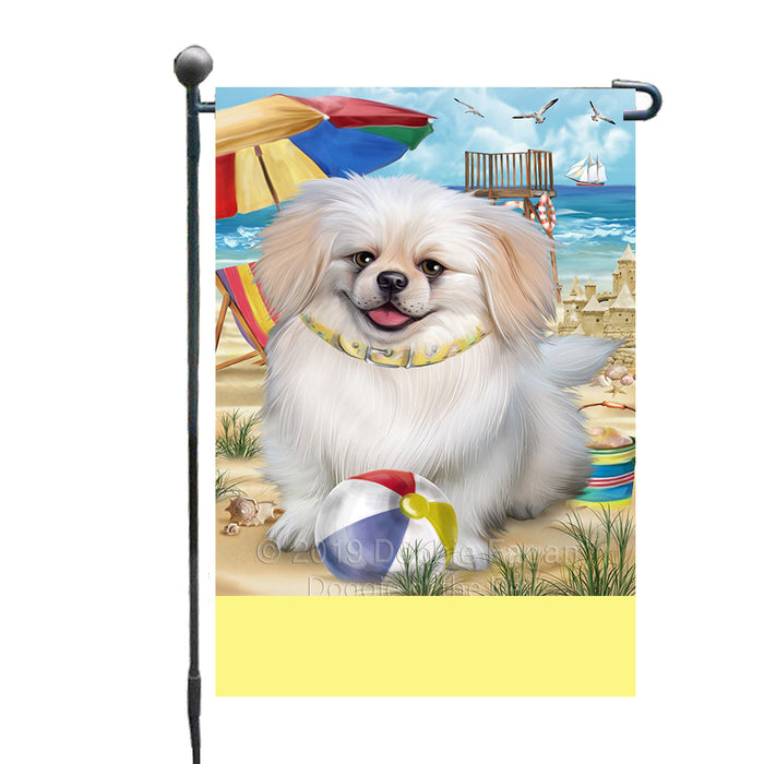 Personalized Pet Friendly Beach Pekingese Dog Custom Garden Flags GFLG-DOTD-A58358