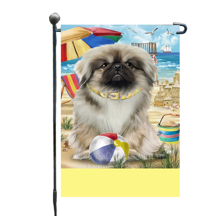 Personalized Pet Friendly Beach Pekingese Dog Custom Garden Flags GFLG-DOTD-A58359