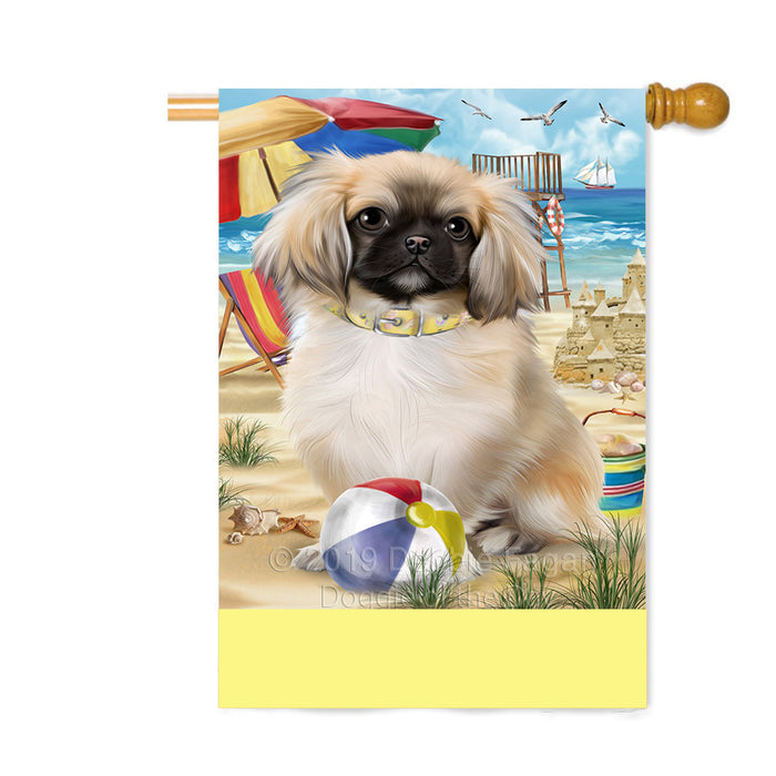 Personalized Pet Friendly Beach Pekingese Dog Custom House Flag FLG-DOTD-A58416