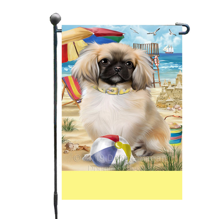Personalized Pet Friendly Beach Pekingese Dog Custom Garden Flags GFLG-DOTD-A58360