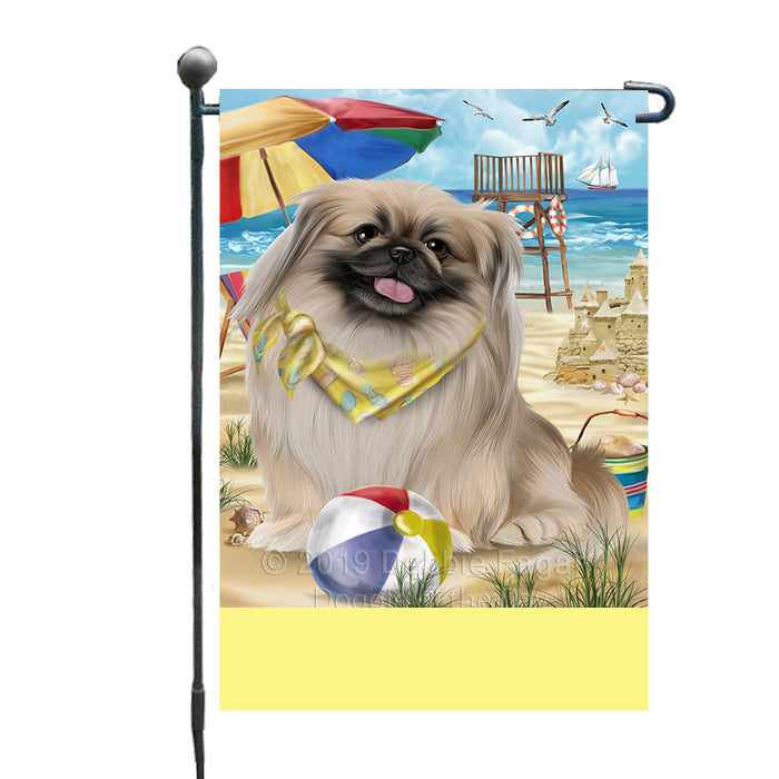 Personalized Pet Friendly Beach Pekingese Dog Custom Garden Flags GFLG-DOTD-A58362