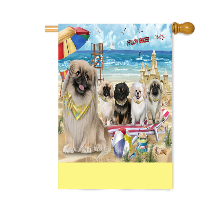 Personalized Pet Friendly Beach Pekingese Dogs Custom House Flag FLG-DOTD-A58413