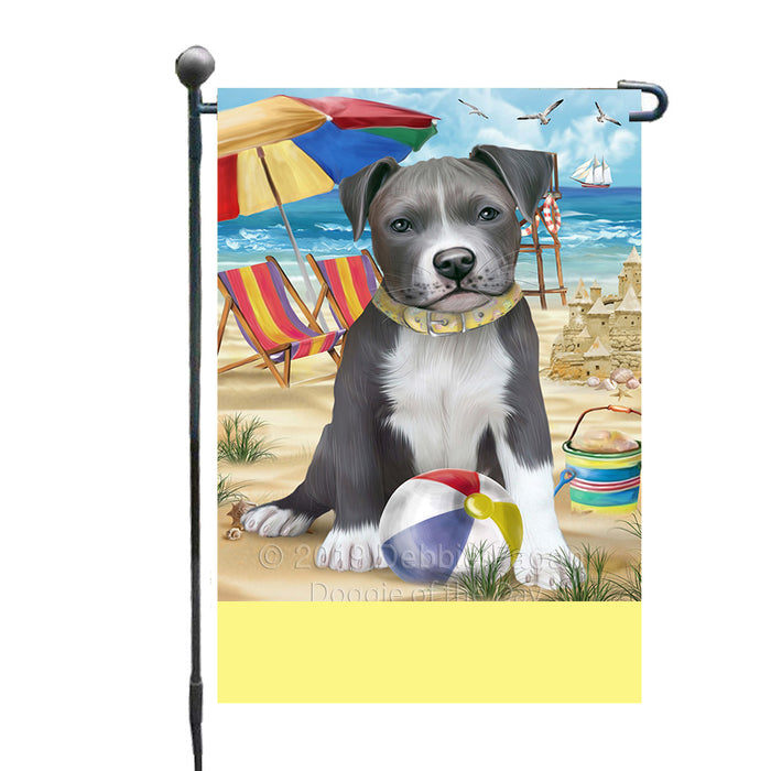 Personalized Pet Friendly Beach Pit Bull Dog Custom Garden Flags GFLG-DOTD-A58370